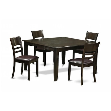 East West Furniture 5 Piece Dining Table Set-Dinette Table With Leaf and 4 Dinette Chairs PFLY5-CAP-LC